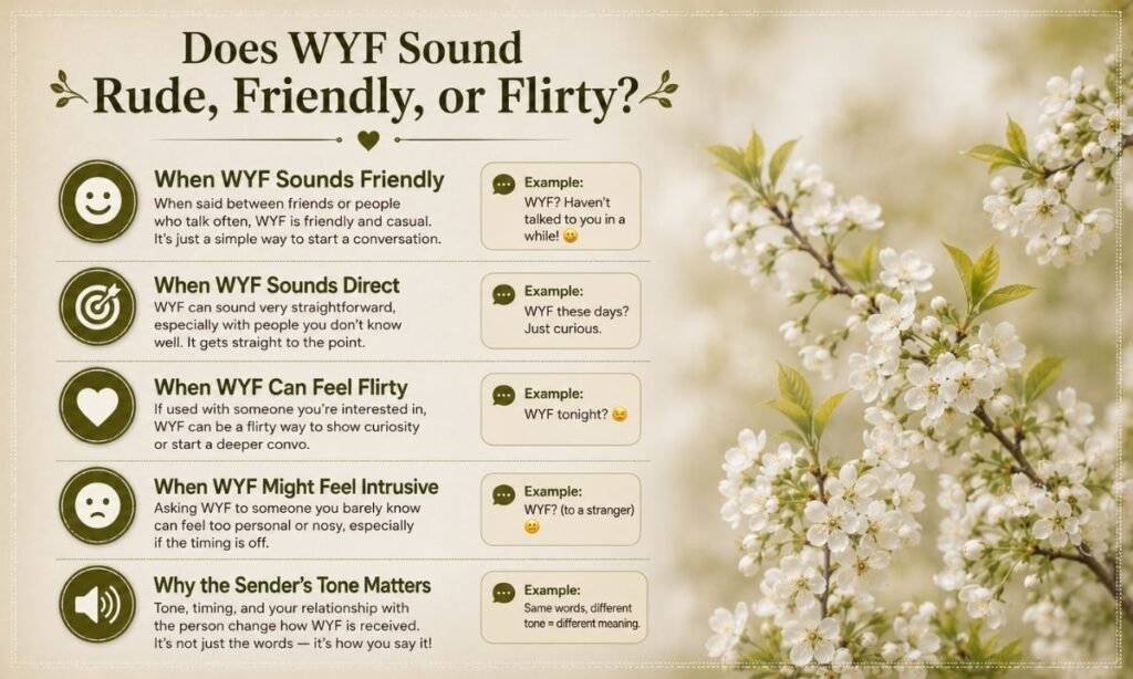 Does WYF Sound Rude Friendly or Flirty