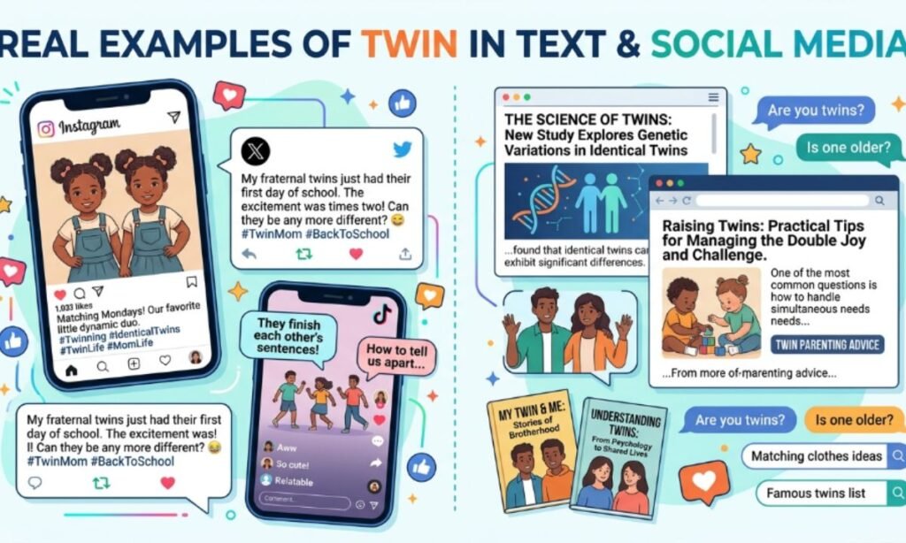Real Examples of Twin in Text and Social Media