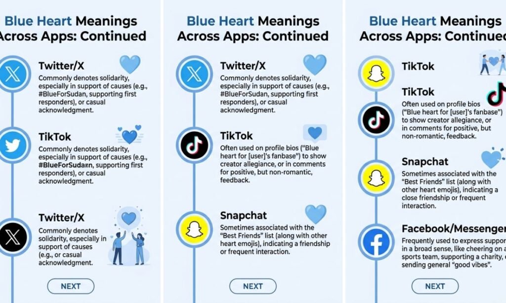 What Does the Blue Heart Mean in Different Apps